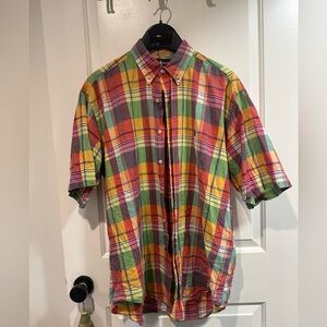 Ralph Lauren Blake Multi-Colored Plaid Short-Sleeve Button Down Collared Shirt